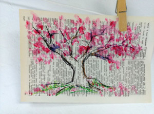 hoja de Journal art con un árbol rosa