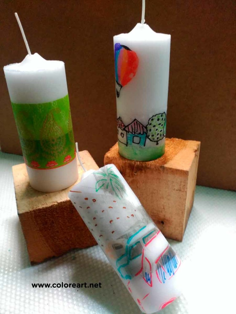 transfer en velas con servilleta y papel de seda 